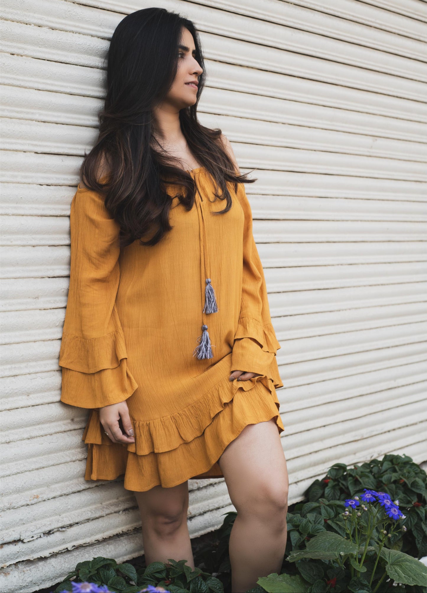 Yellow Off Shoulder Dress