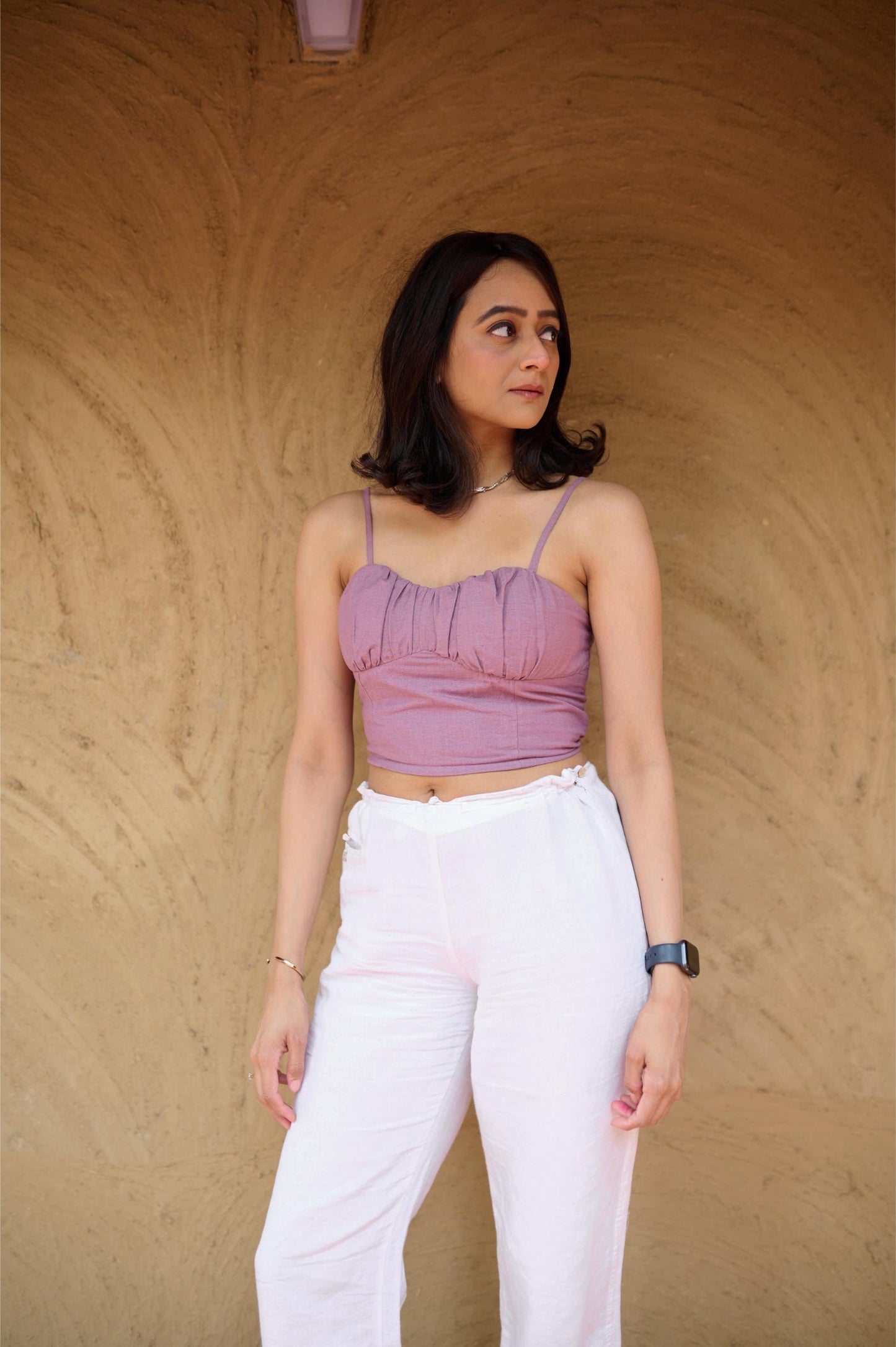 Mauve Handloom Crop Top