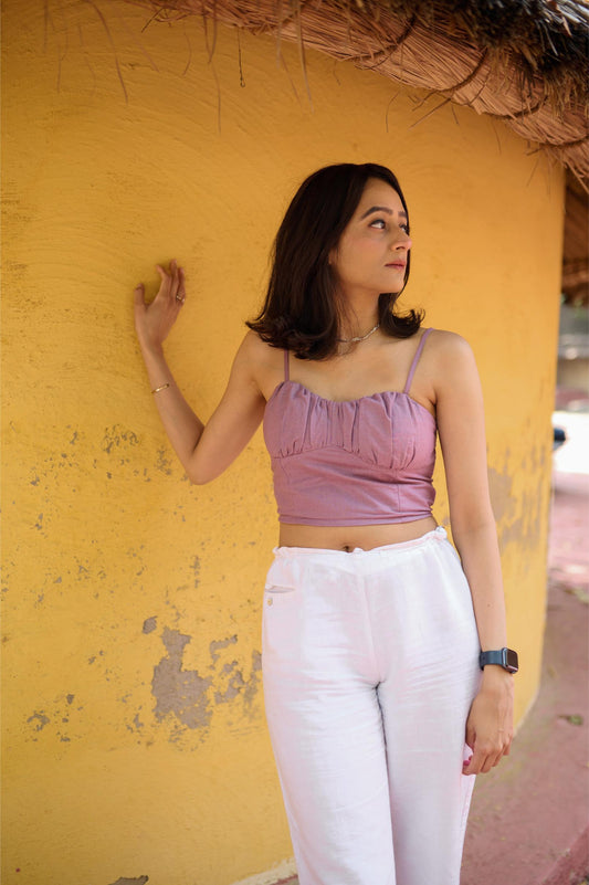 Mauve Handloom Crop Top