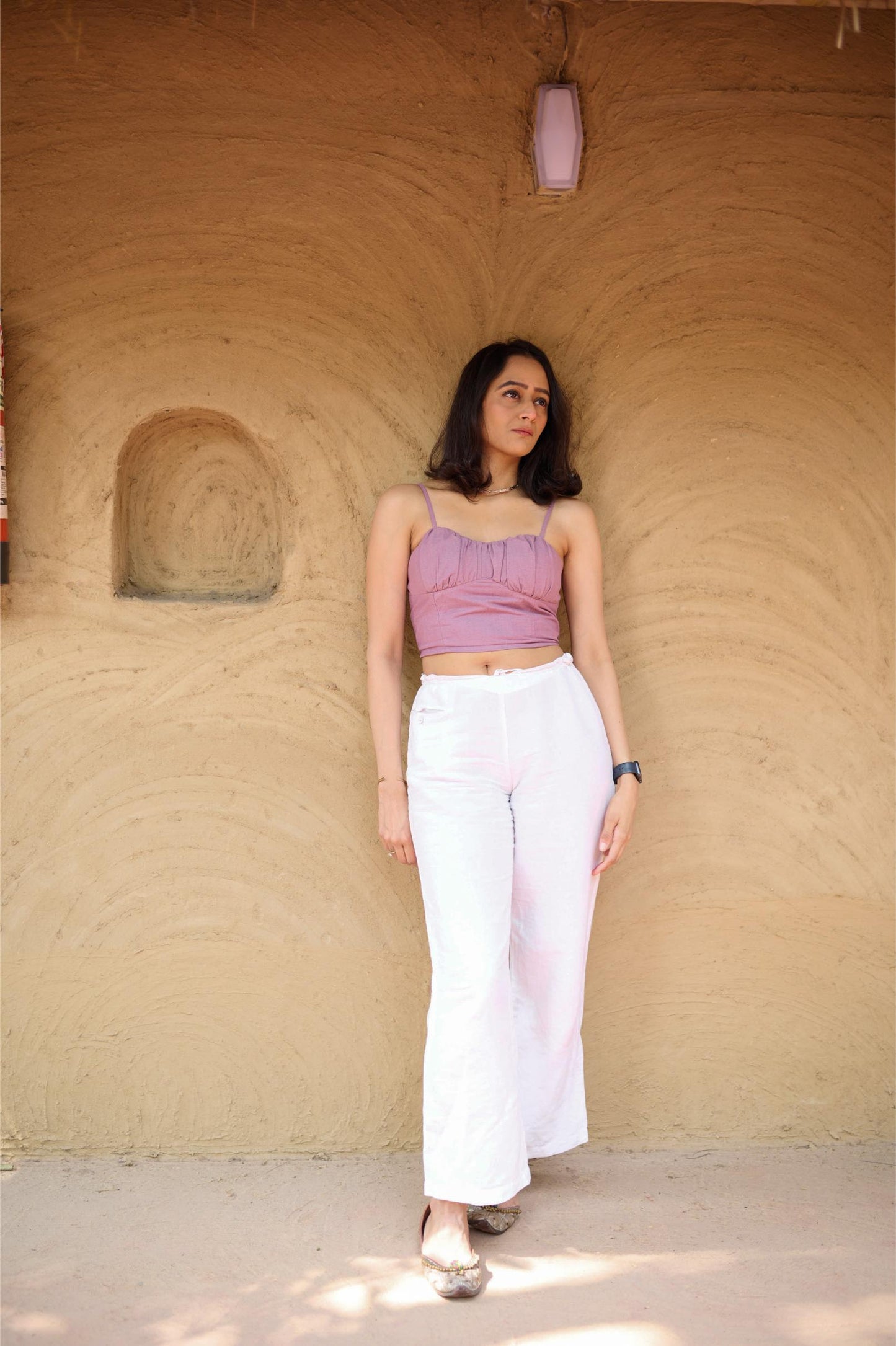 Mauve Handloom Crop Top