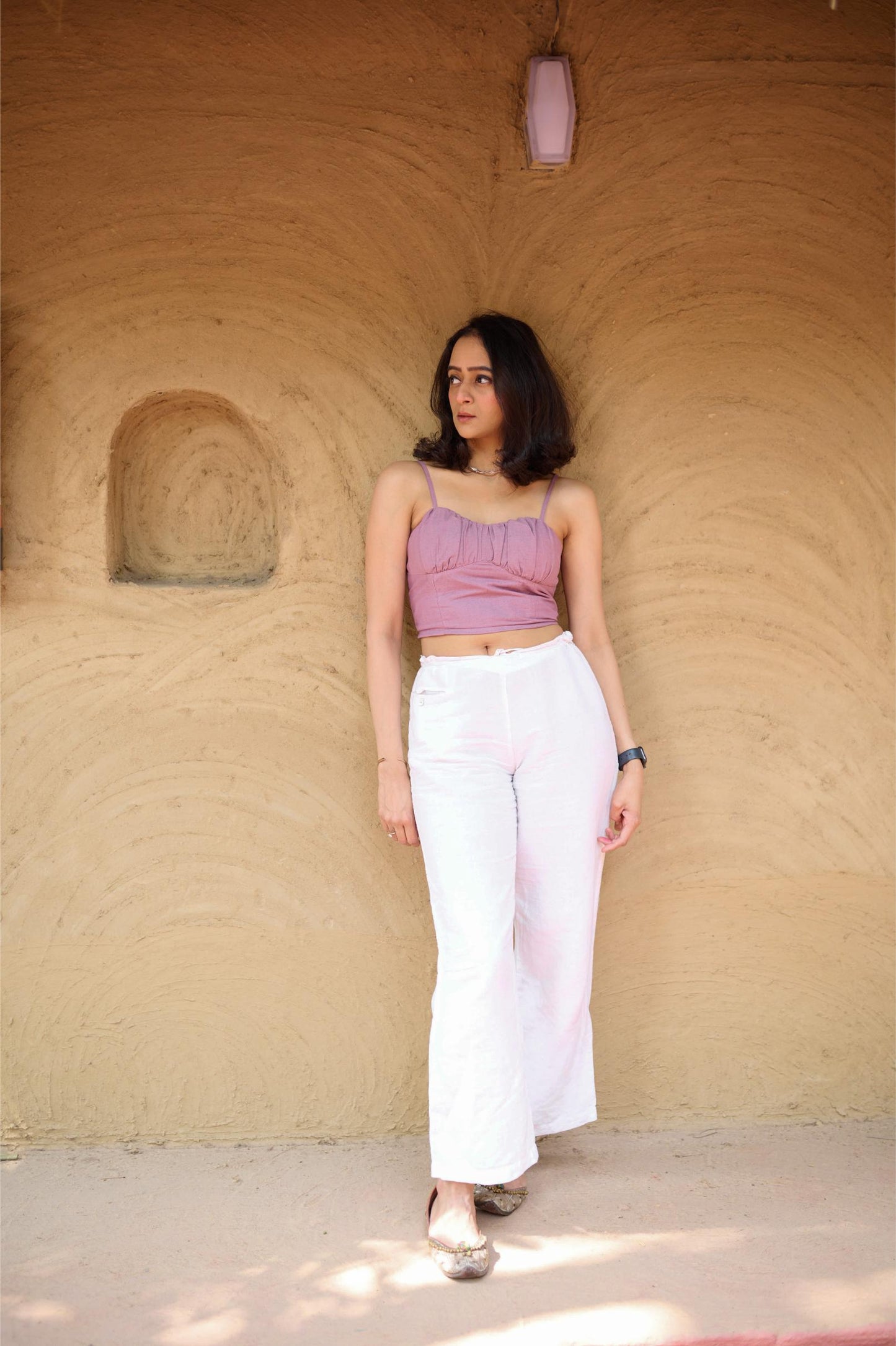 Mauve Handloom Crop Top