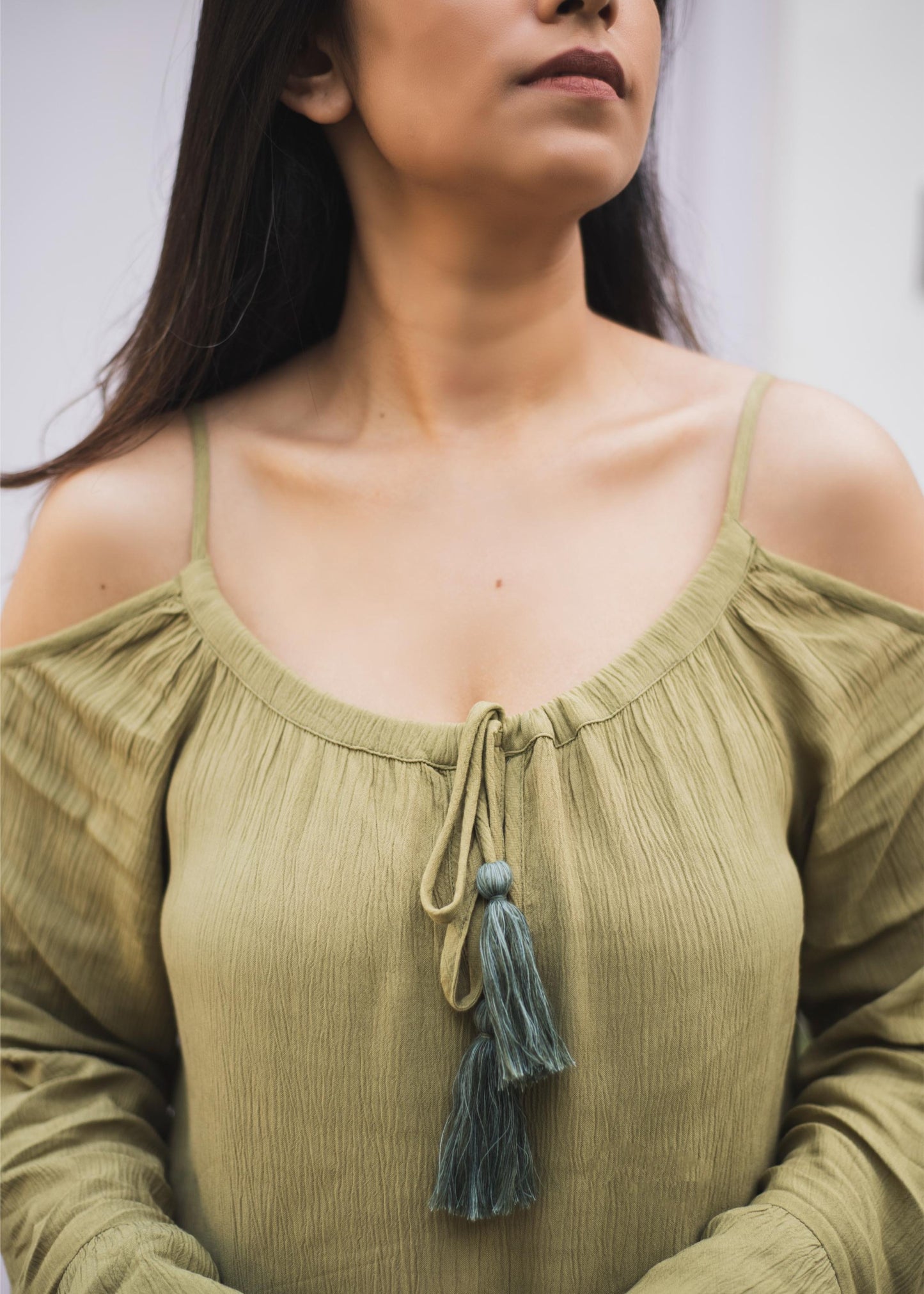 Olive Green Off Shoulder Dress