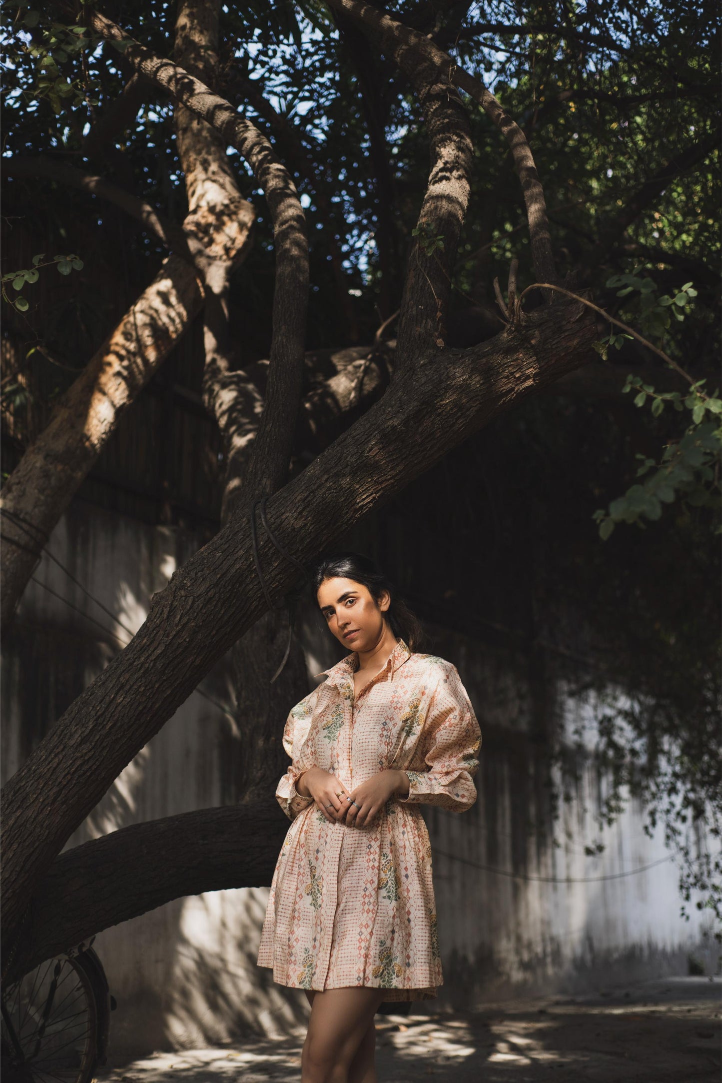 Peach Printed Shirt Dress