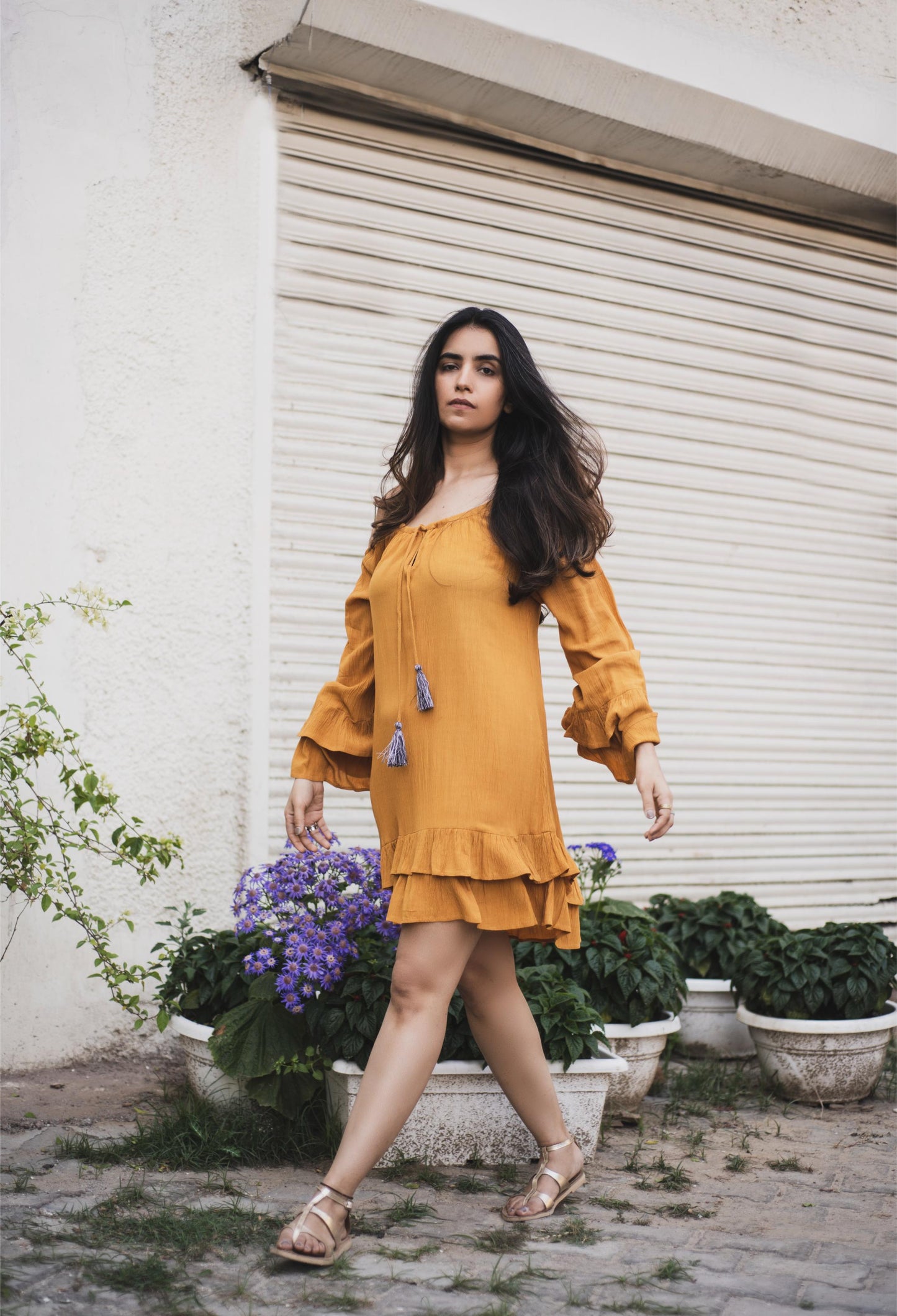 Yellow Off Shoulder Dress