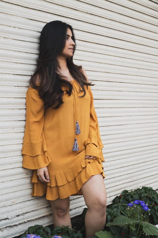 Yellow Off Shoulder Dress