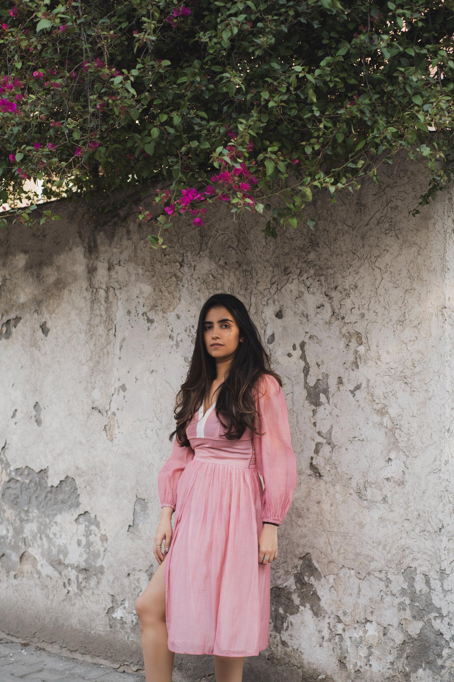 Salmon Pink Chanderi Dress