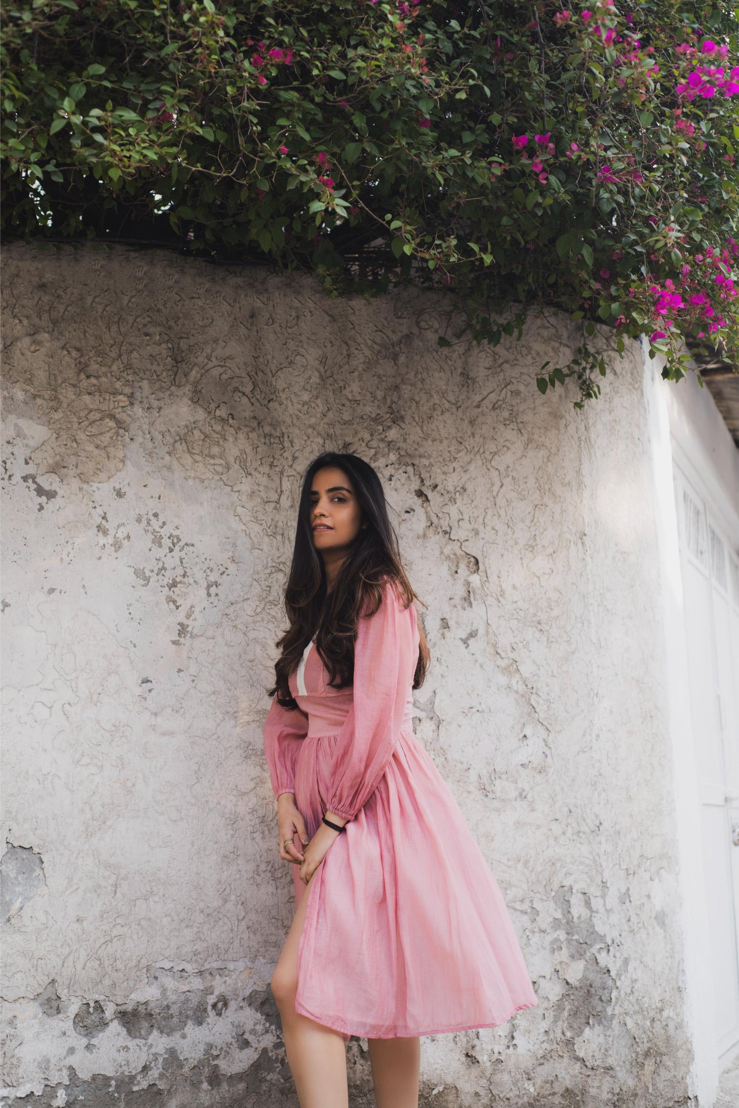 Salmon Pink Chanderi Dress