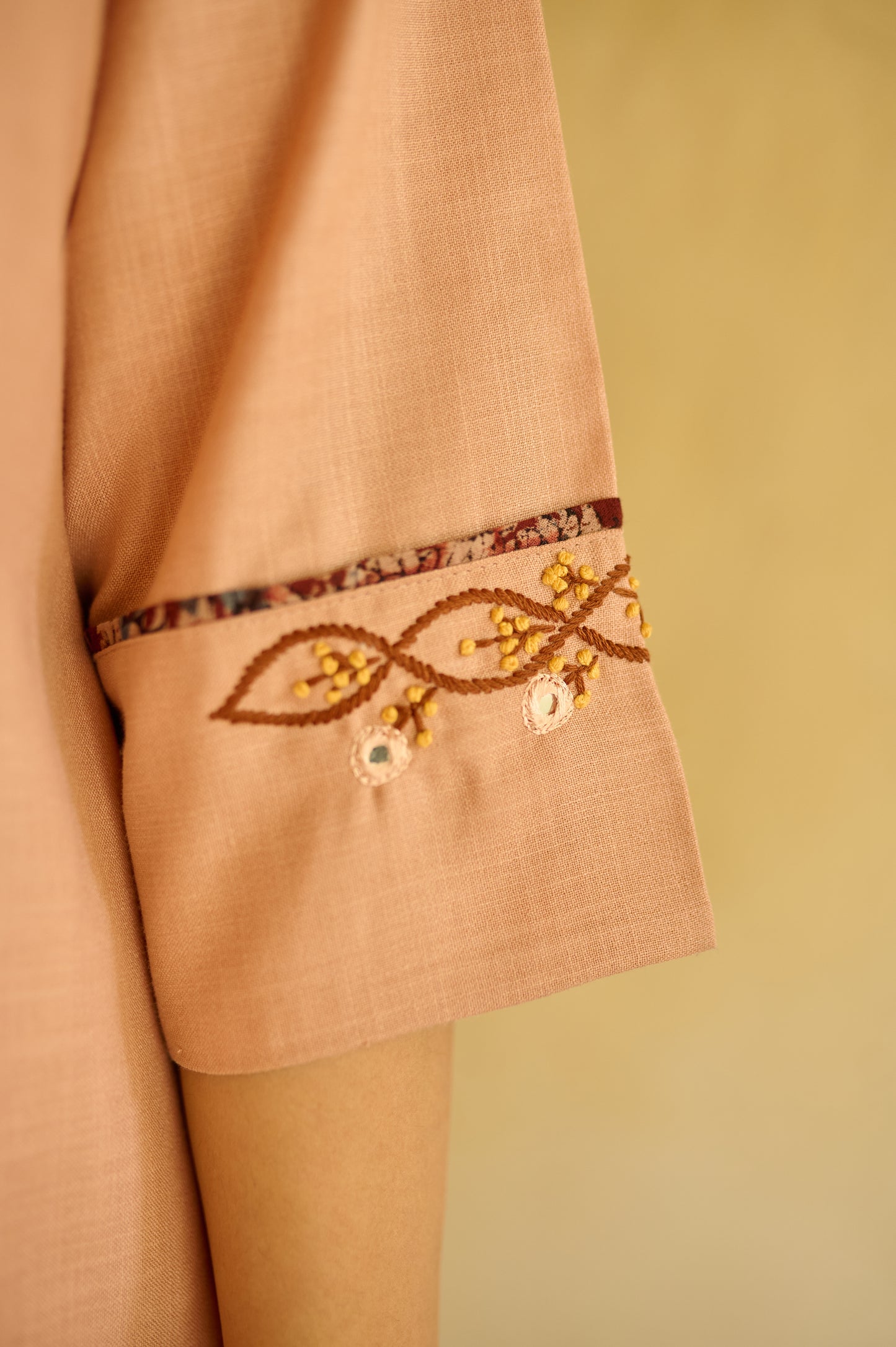 Pink Handloom Hand Embroidered Kurta Pant Set