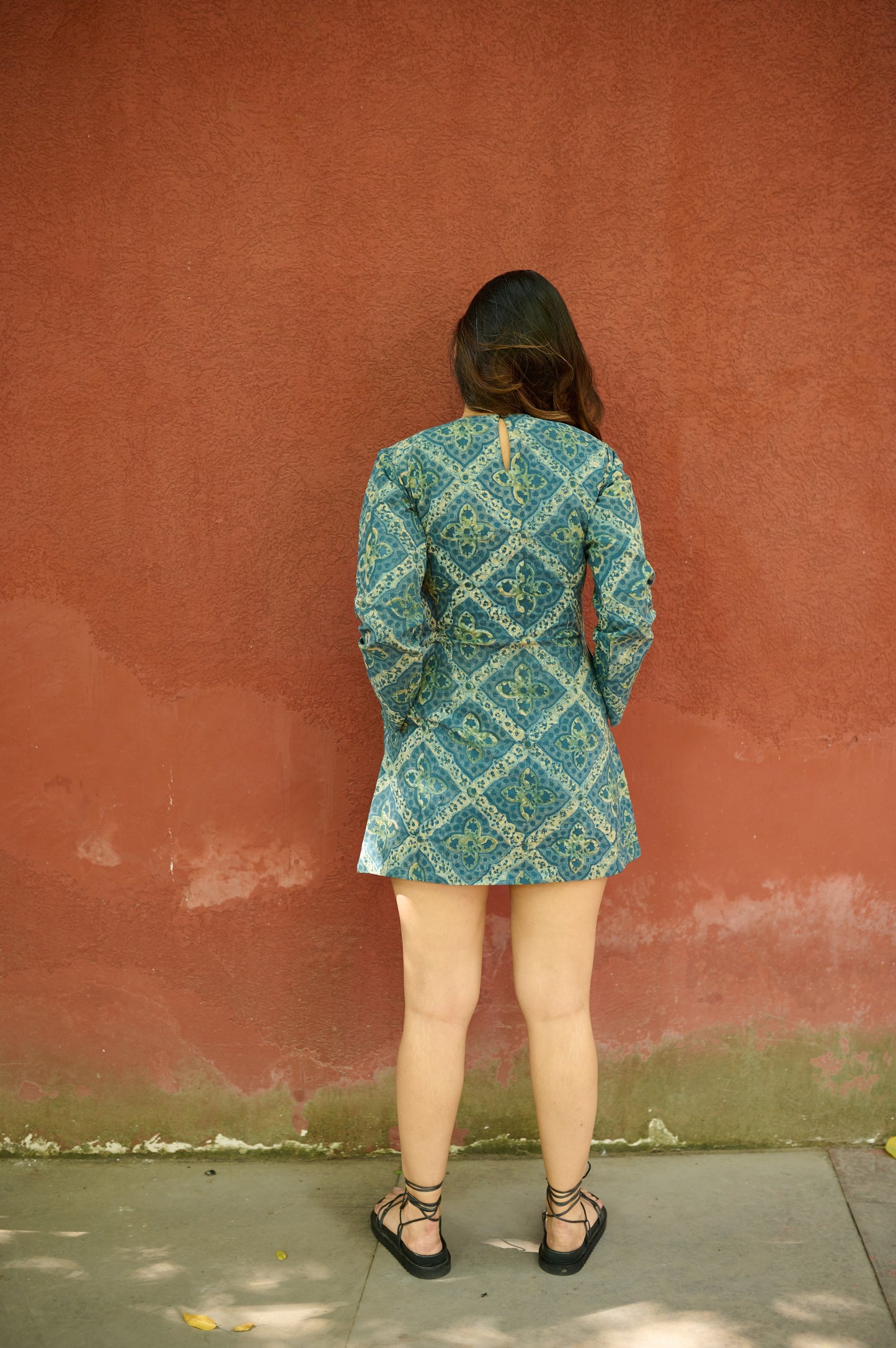 Green Hand Block Printed Dress