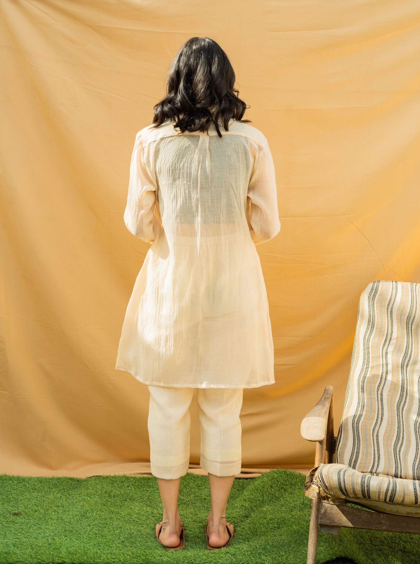 The Pearl Mul Chanderi Shrug and Pant Co-ord (Set of 2)